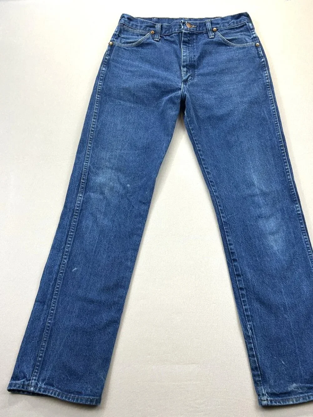 Wrangler Straight Jeans Mens Size 32x33 Blue Denim Vintage 13MWZ Made in USA